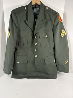 US Army Class A Dress Uniform Coat Jacket 43R Green Sergeant E5 Military DSCP